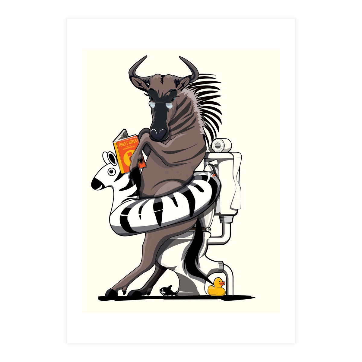 Wildebeest on the toilet, Funny Bathroom Humour (Print Only)