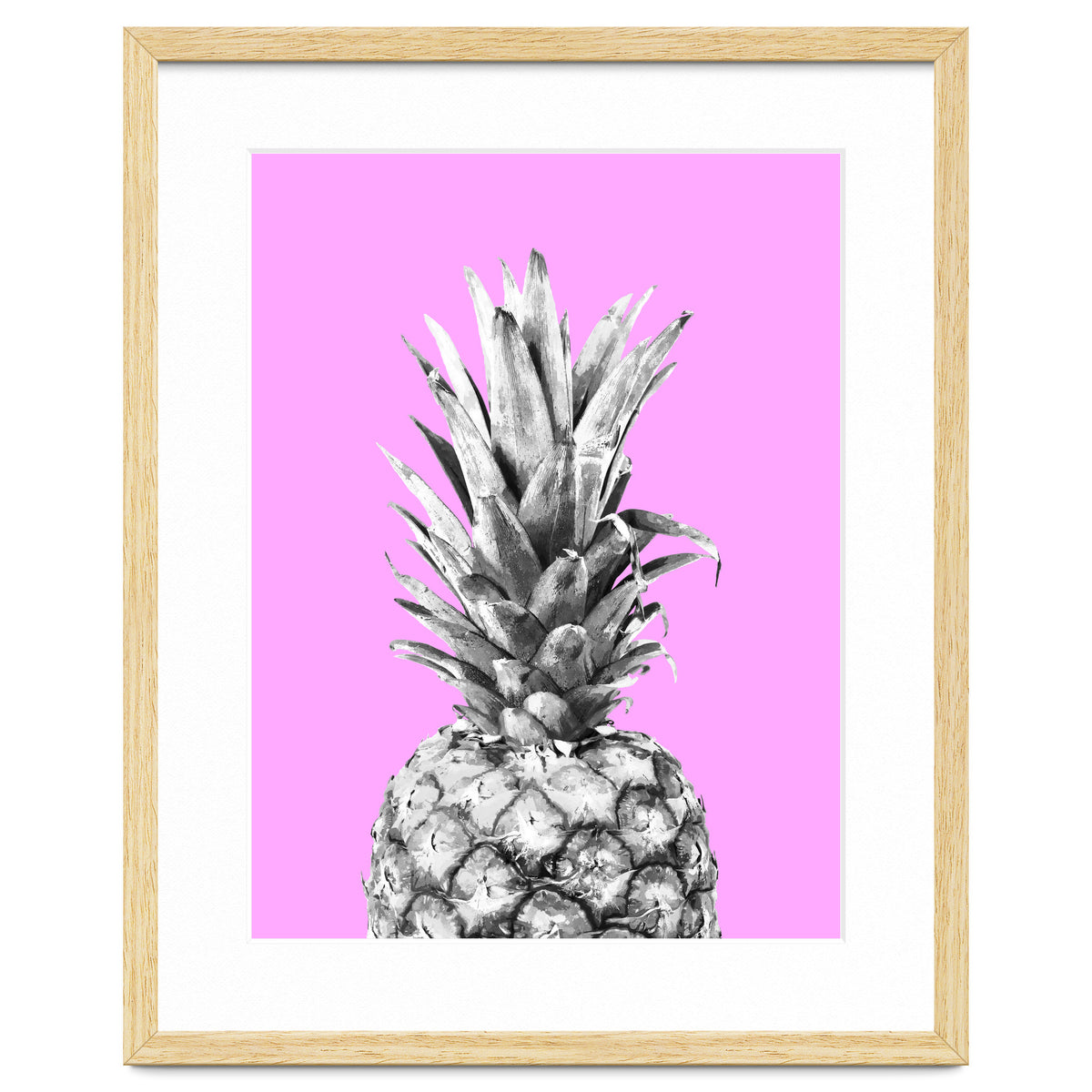 Black and White Pineapple Pink Background