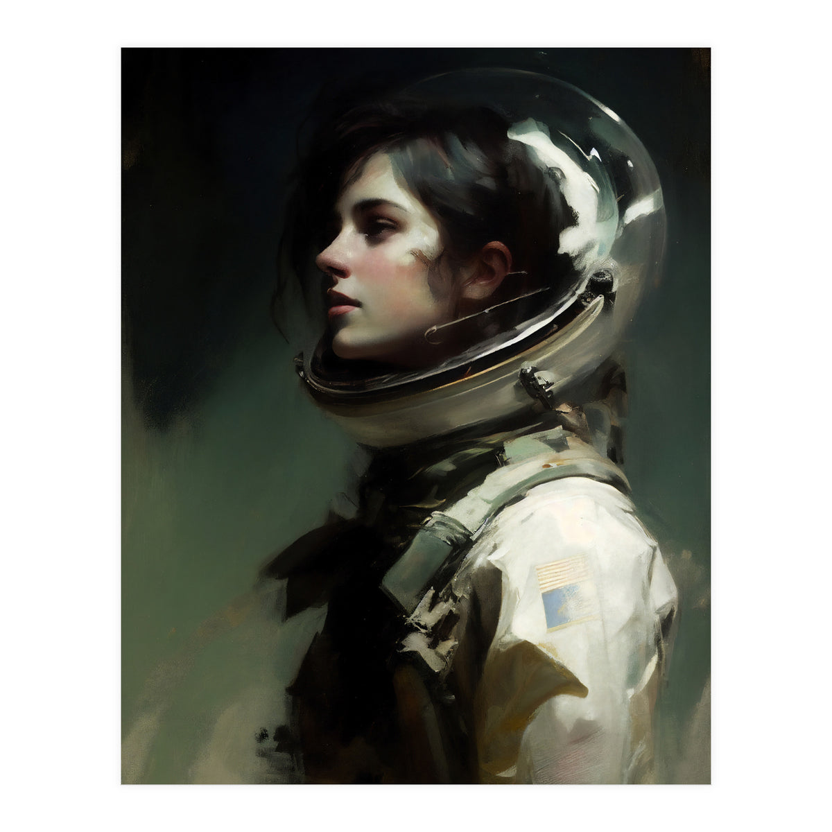 Gothic Astronaut Moody Dark Painting  (Print Only)