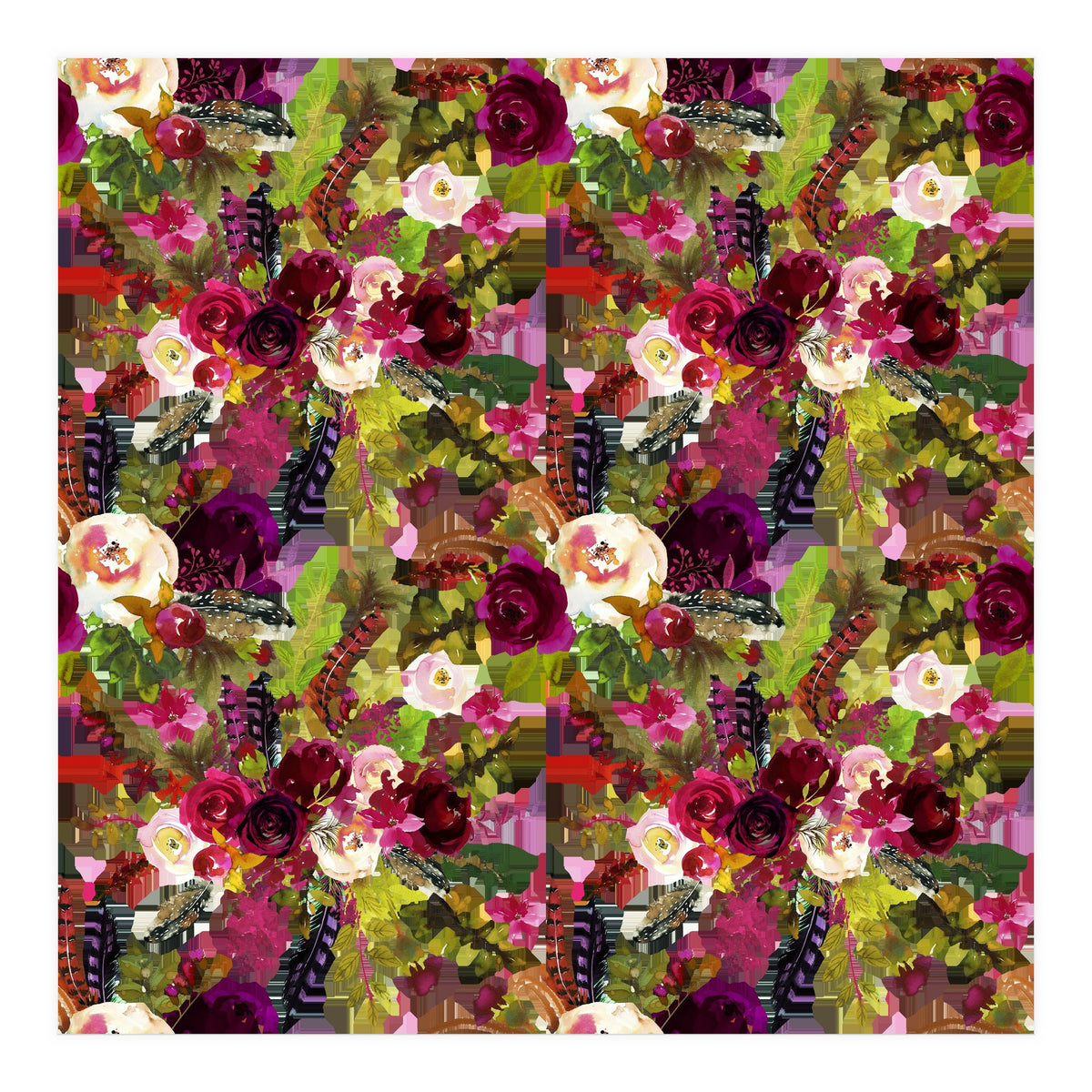Water Colour Rose Pattern (Print Only)