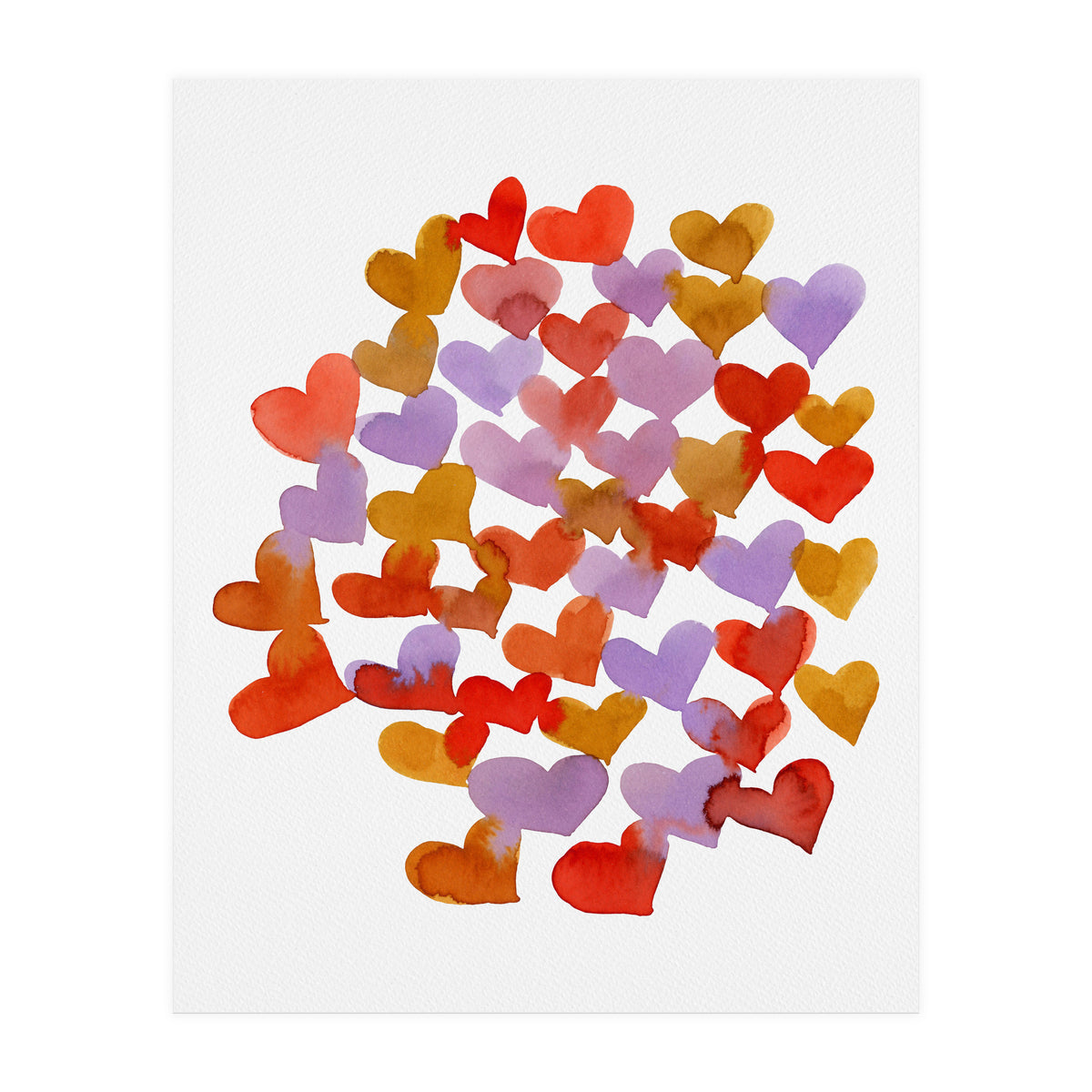 Watercolor melting hearts - retro (Print Only)
