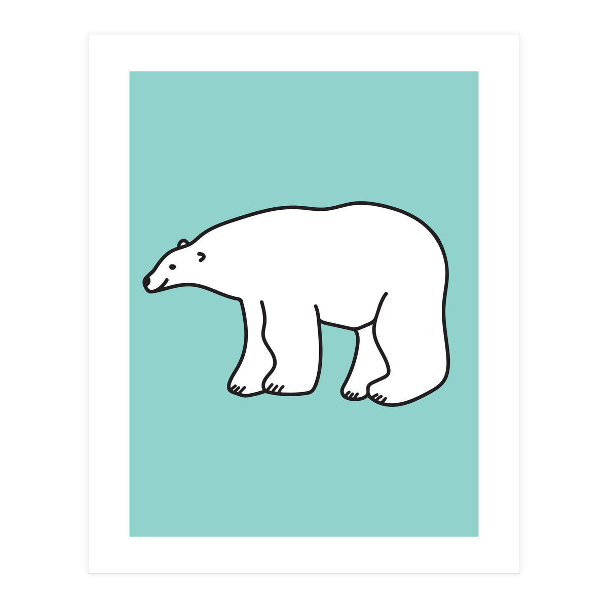 Polar Bear Pattern On a Mint Background (Print Only)