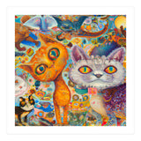 Chaotic and Colorful Fantasy Cat Collage 14 (Print Only) thumbnail