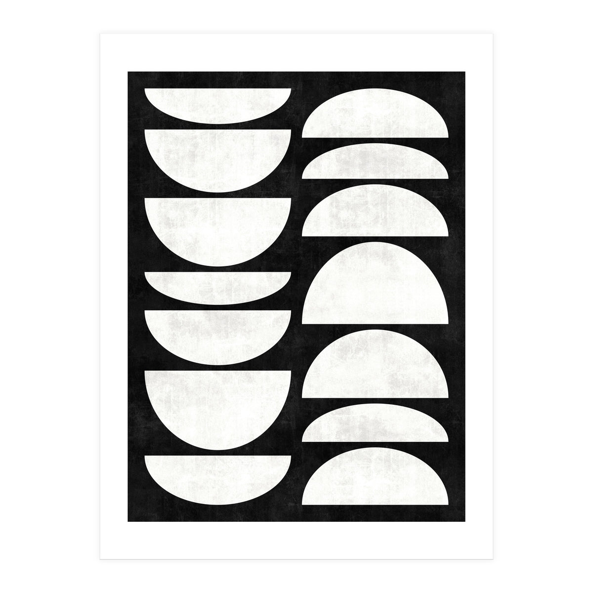 Mid-Century Modern Pattern No.8 - Black and White Concrete (Print Only)