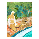 The Wild Side, Human & Nature Connection, Woman With Cheetah Cat, Tiger Painting (Print Only) thumbnail