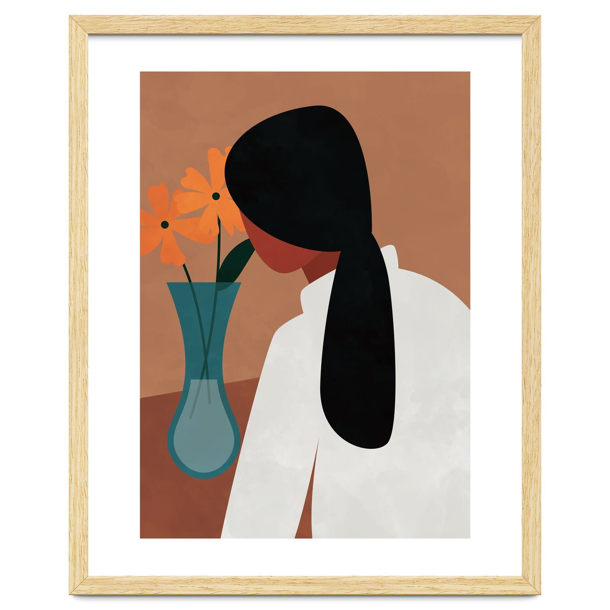 Modern Boho Woman with Flowers