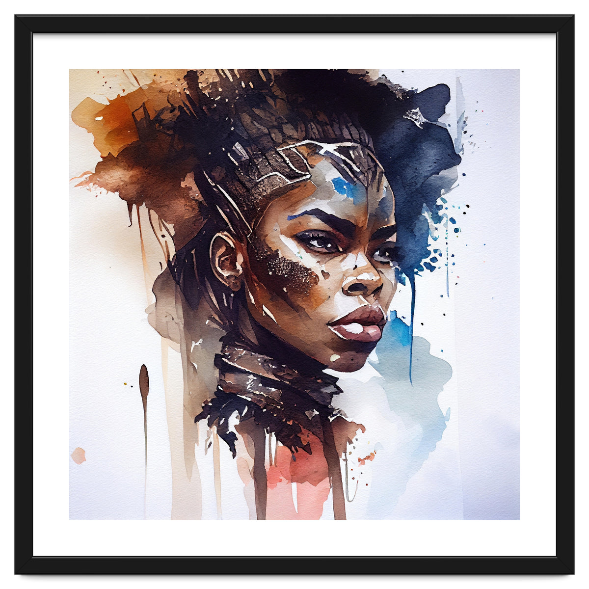 Watercolor African Warrior Woman #8