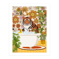 Tiger Bathing in Groovy Bathroom (Print Only)