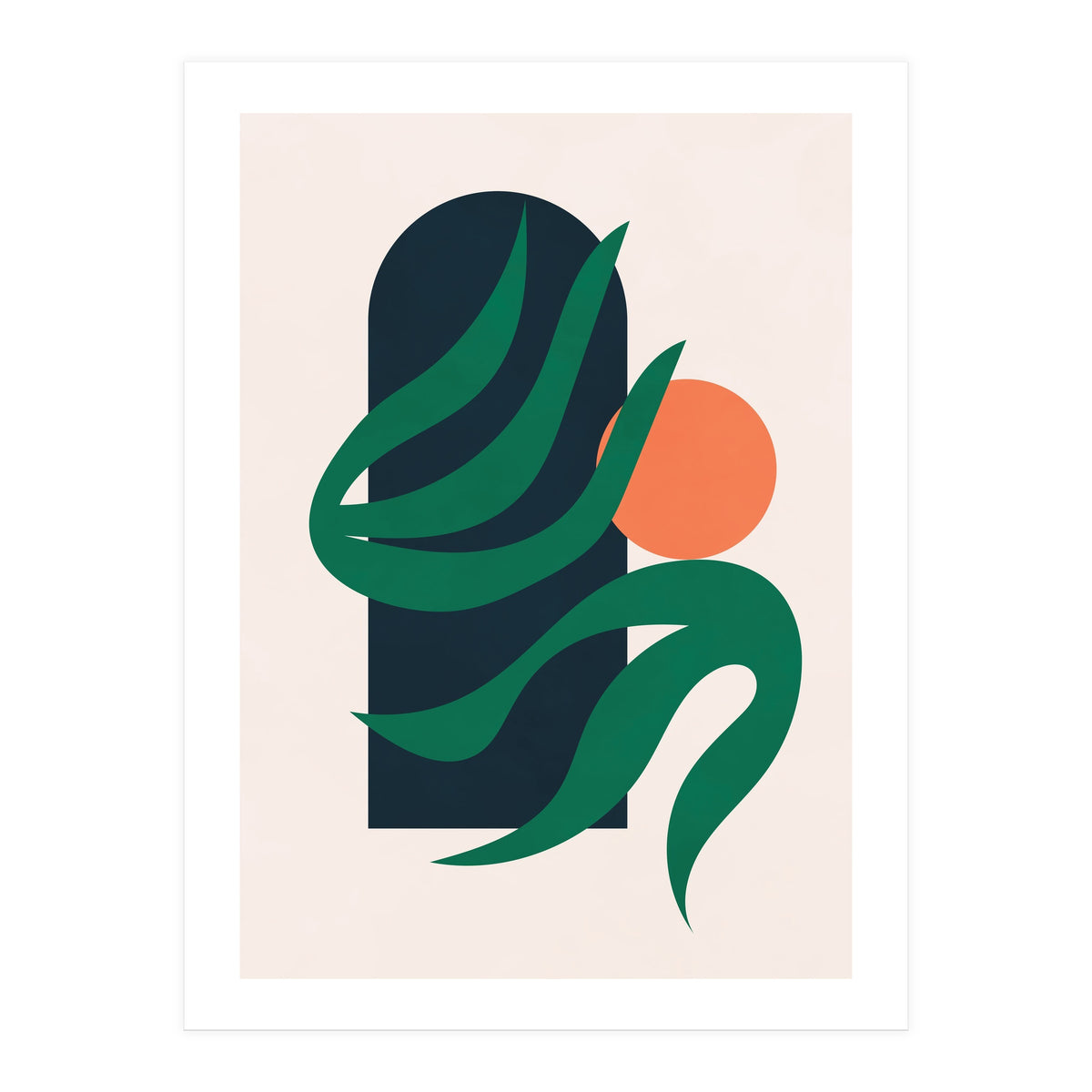 Mid Century Modern Botanical Geometric Art (Print Only)