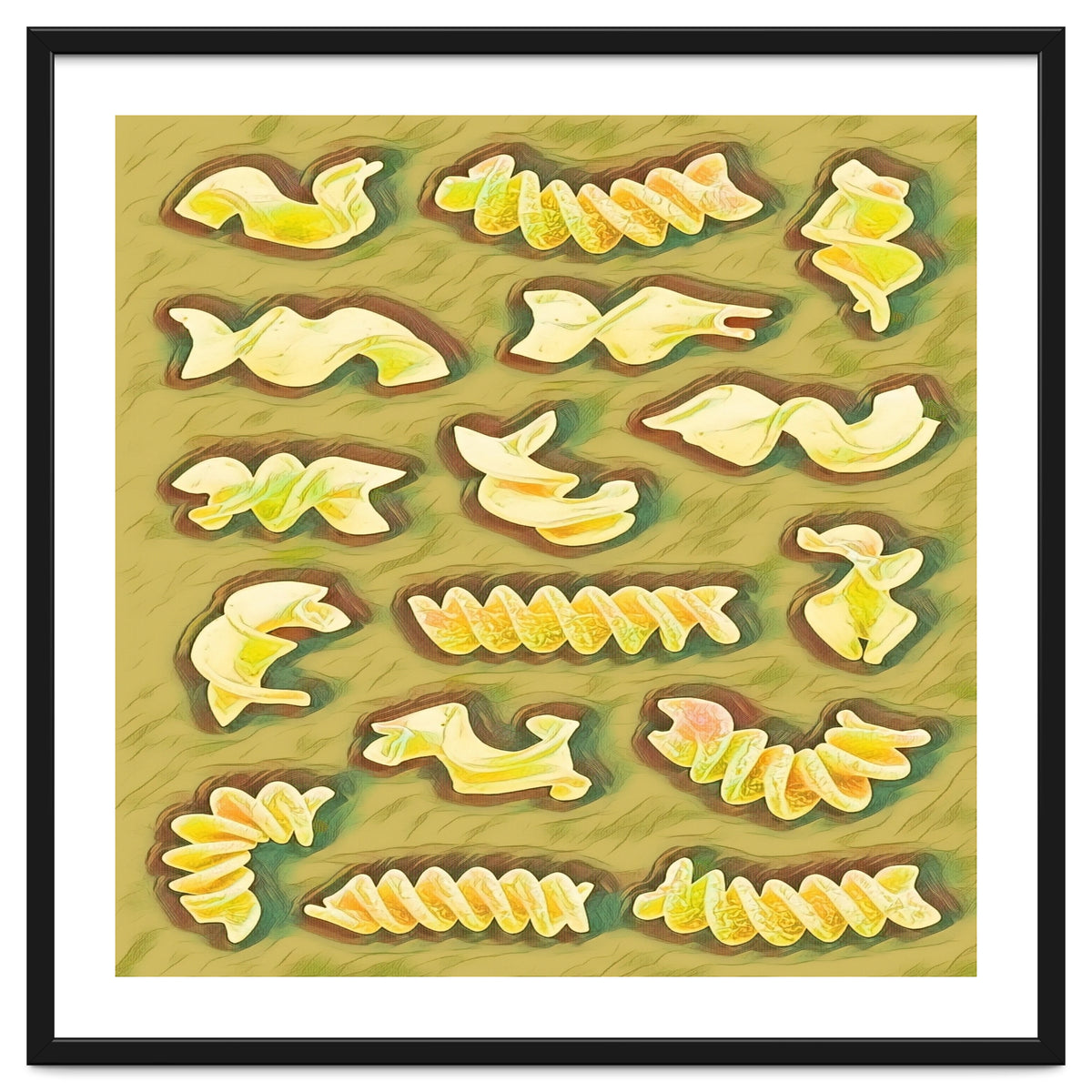 Pasta shapes fusilli and rotini