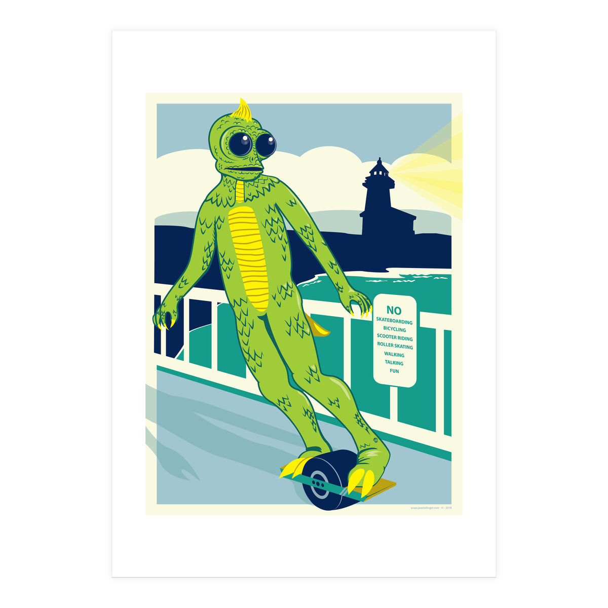 Sleezstak riding One Wheel (Print Only)