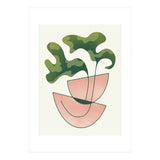 Two Abstract Plant Leaves In A Geometric Vase (Print Only) thumbnail