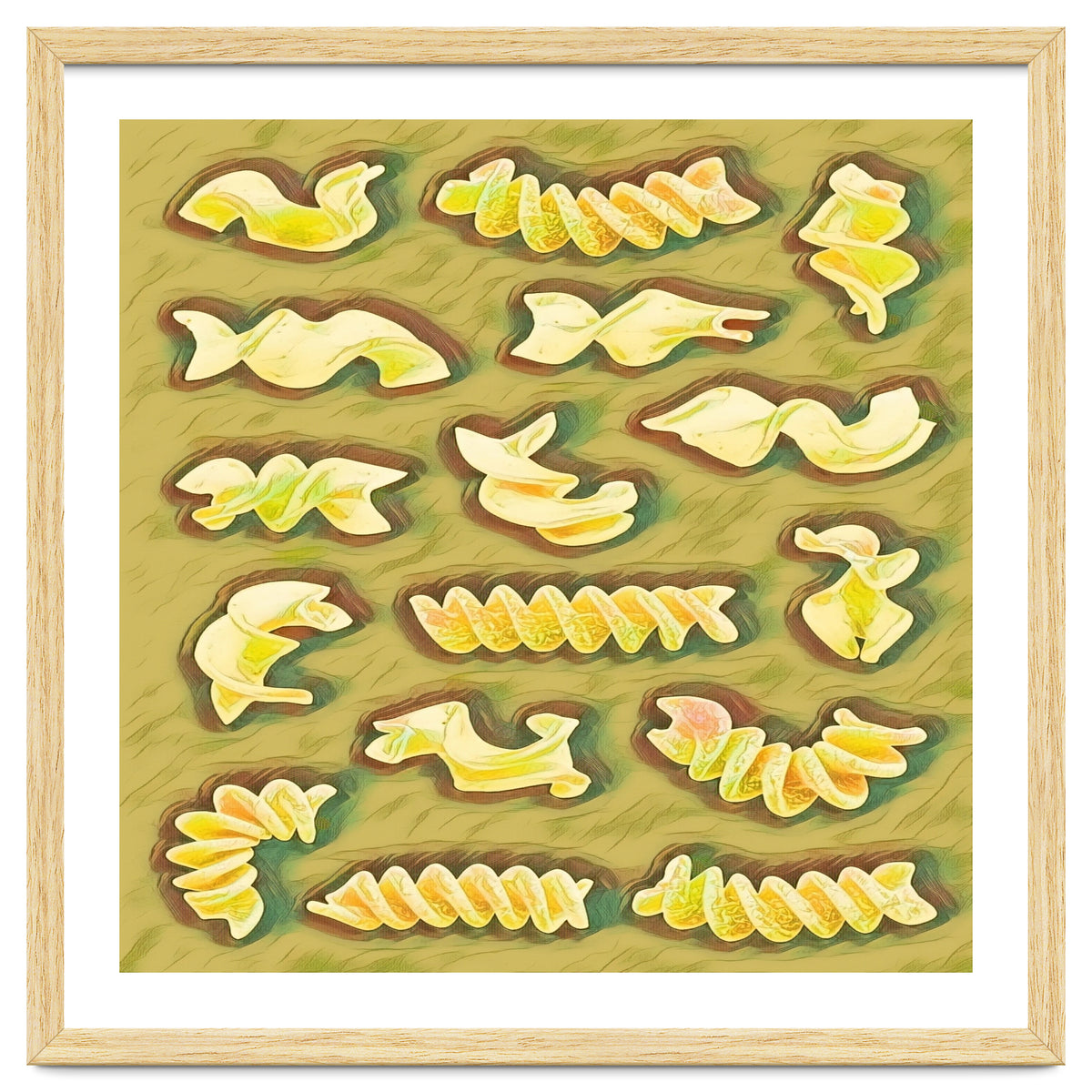Pasta shapes fusilli and rotini