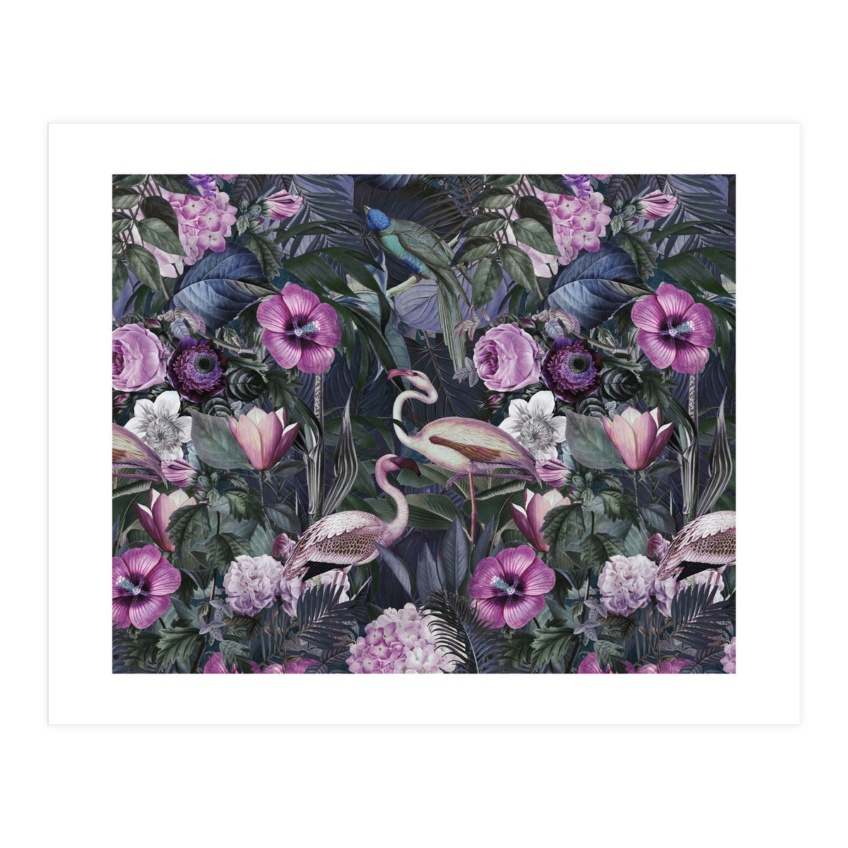 Flamingos Dark Jungle 2 (Print Only)