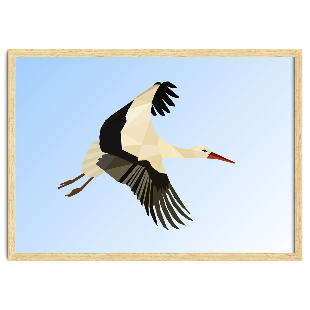 White Stork Bird Low Poly Art