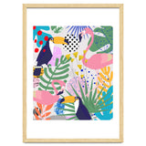 Tropical Spring | Pastel Quirky Modern Bohemian Jungle Botanical | Flamingo Palm Cockatoo Birds thumbnail