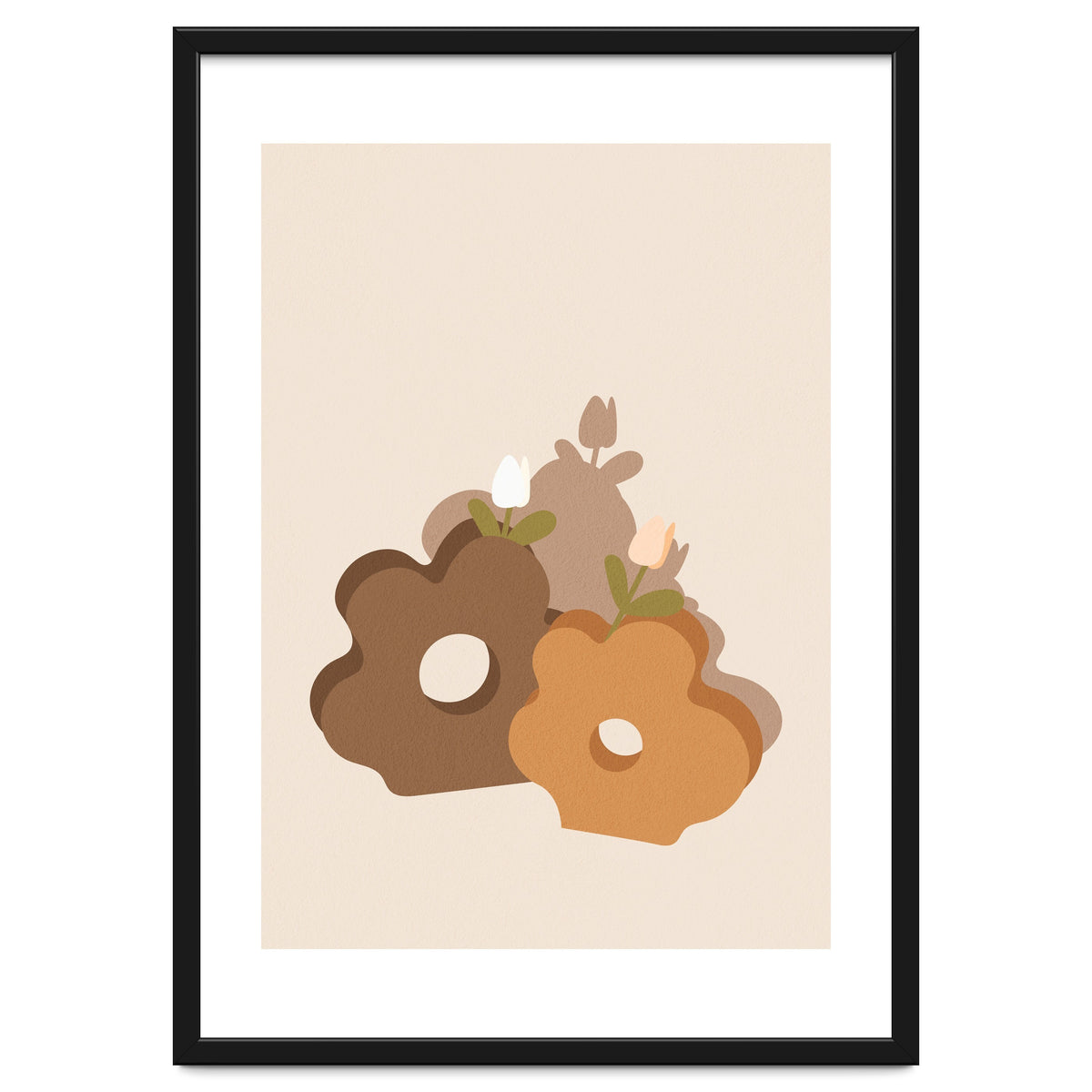 Tulip Flower Boho Neutral Beige