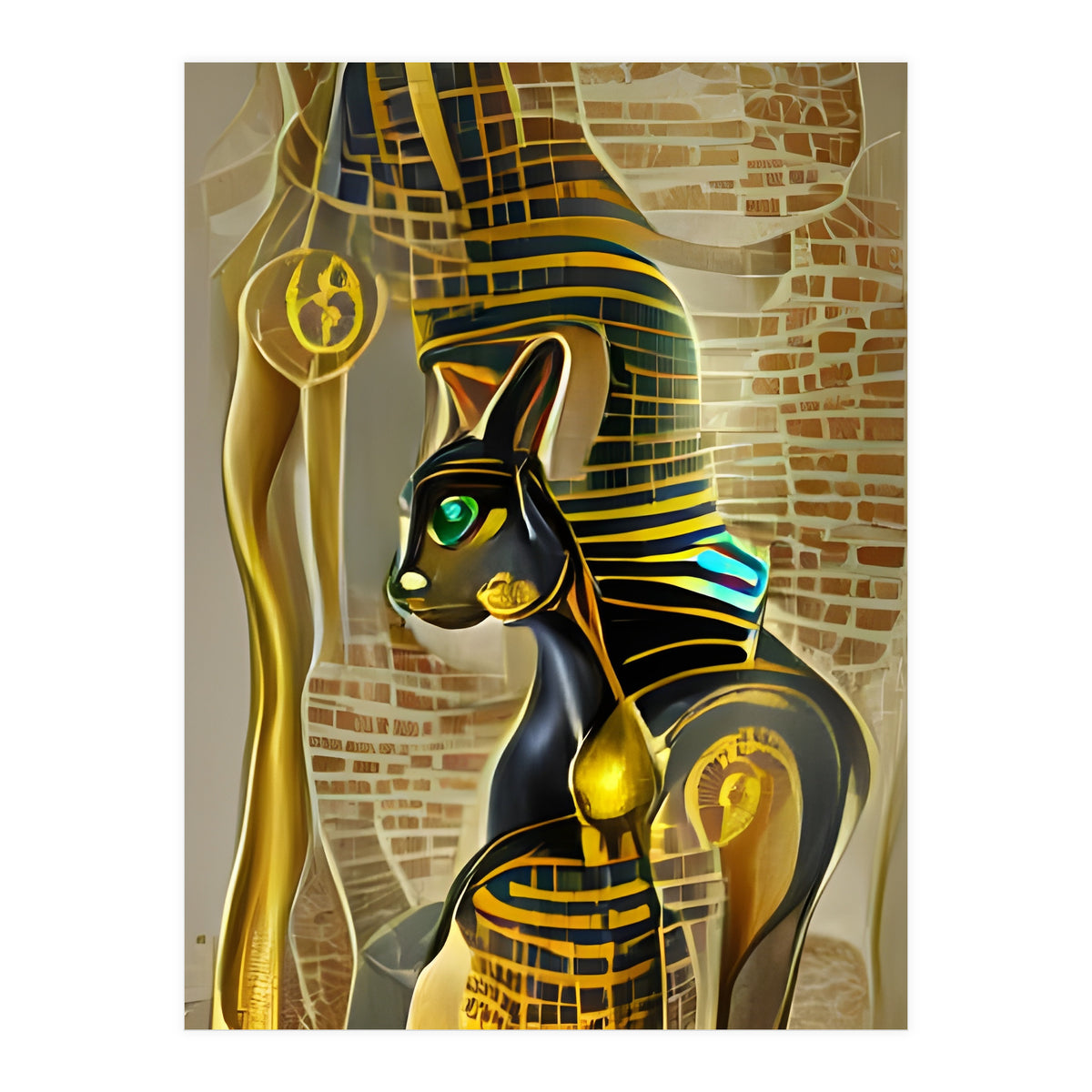 Ancient Egyptian Cat Goddess Bastet AI Art (Print Only)