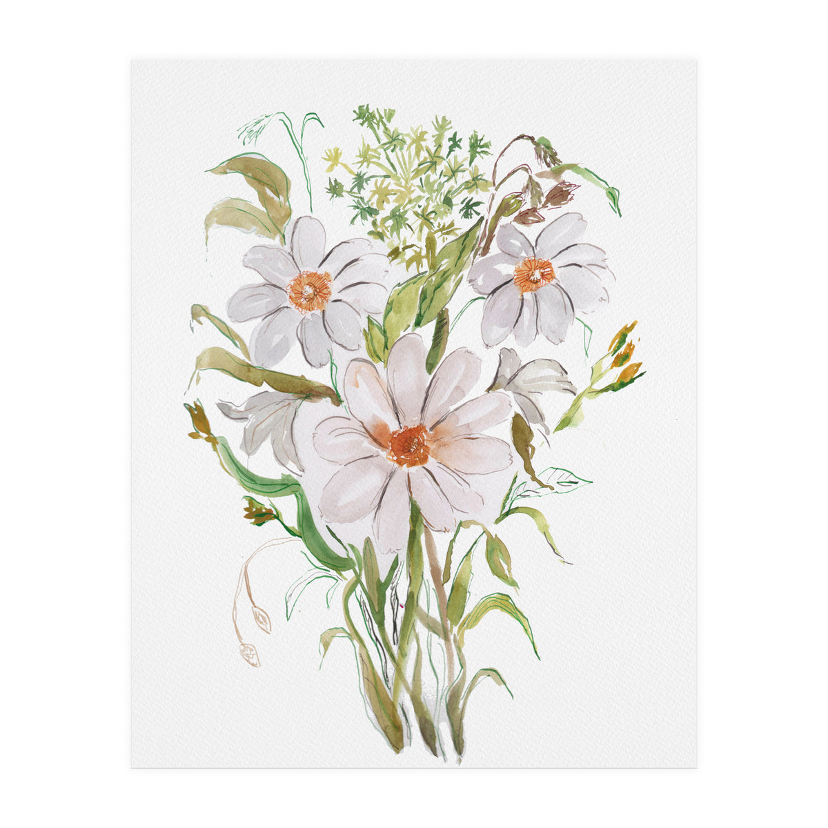 Watercolor White Florals (Print Only)