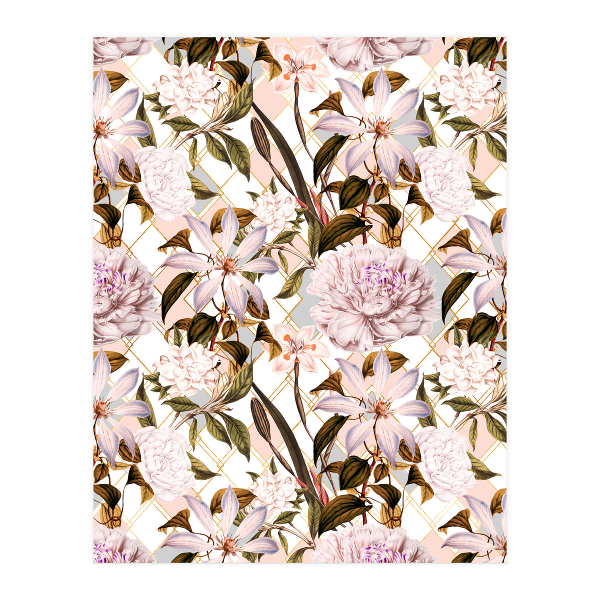 Pink flowering in geometric (Print Only)