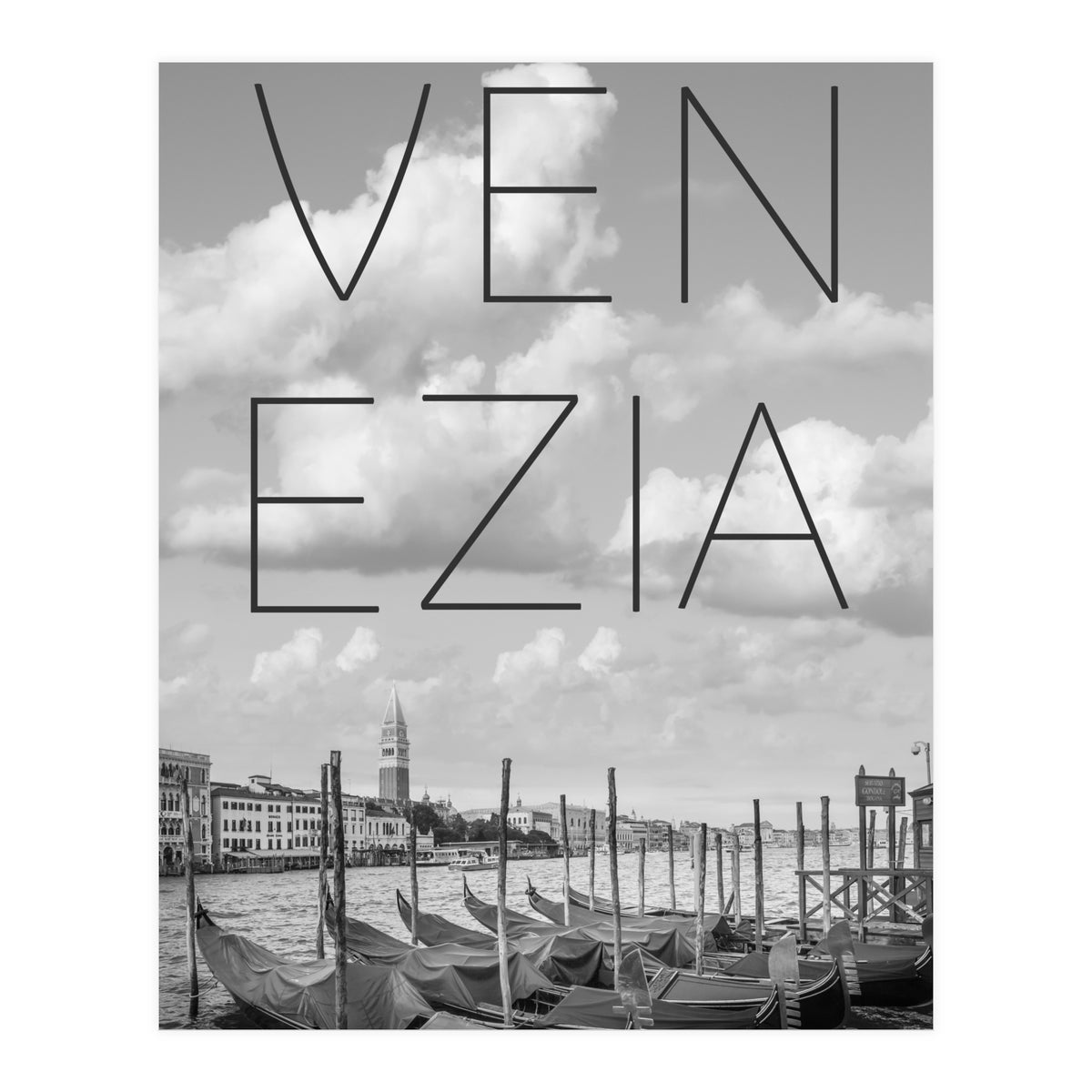 VENICE Grand Canal and St Mark's Campanile | Text & Skyline (Print Only)