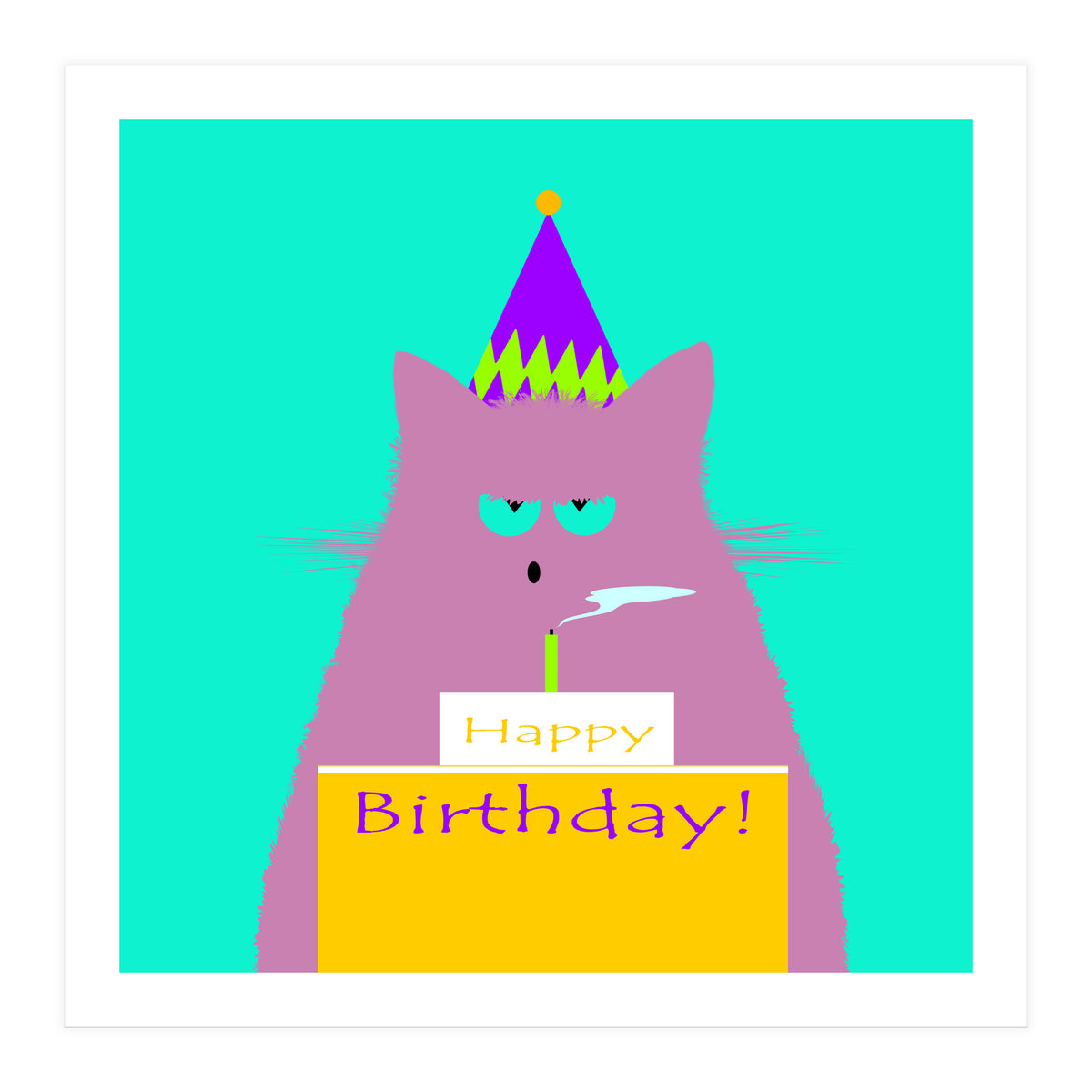 Birthday Lilac Cat  (Print Only)