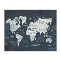 World Map- Rusty Blue (Print Only)
