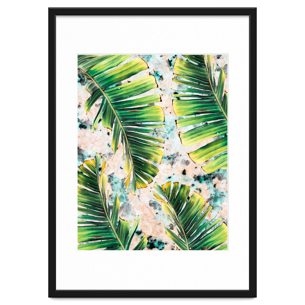 Palm leaf on marble 02