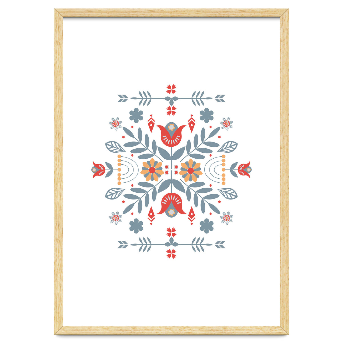 Scandinavian Folk Retro Flower Pattern