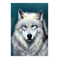 The Wolf, Animal Portrait Painting, Wildlife Forest Jungle Dog, Mystery Eclectic Rustic (Print Only)