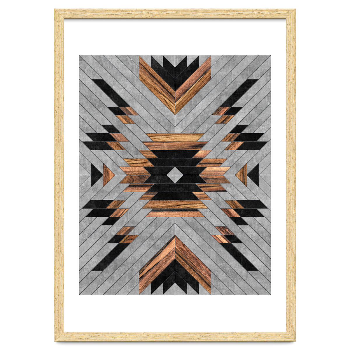 Urban Tribal Pattern No.6 - Aztec - Concrete and Wood