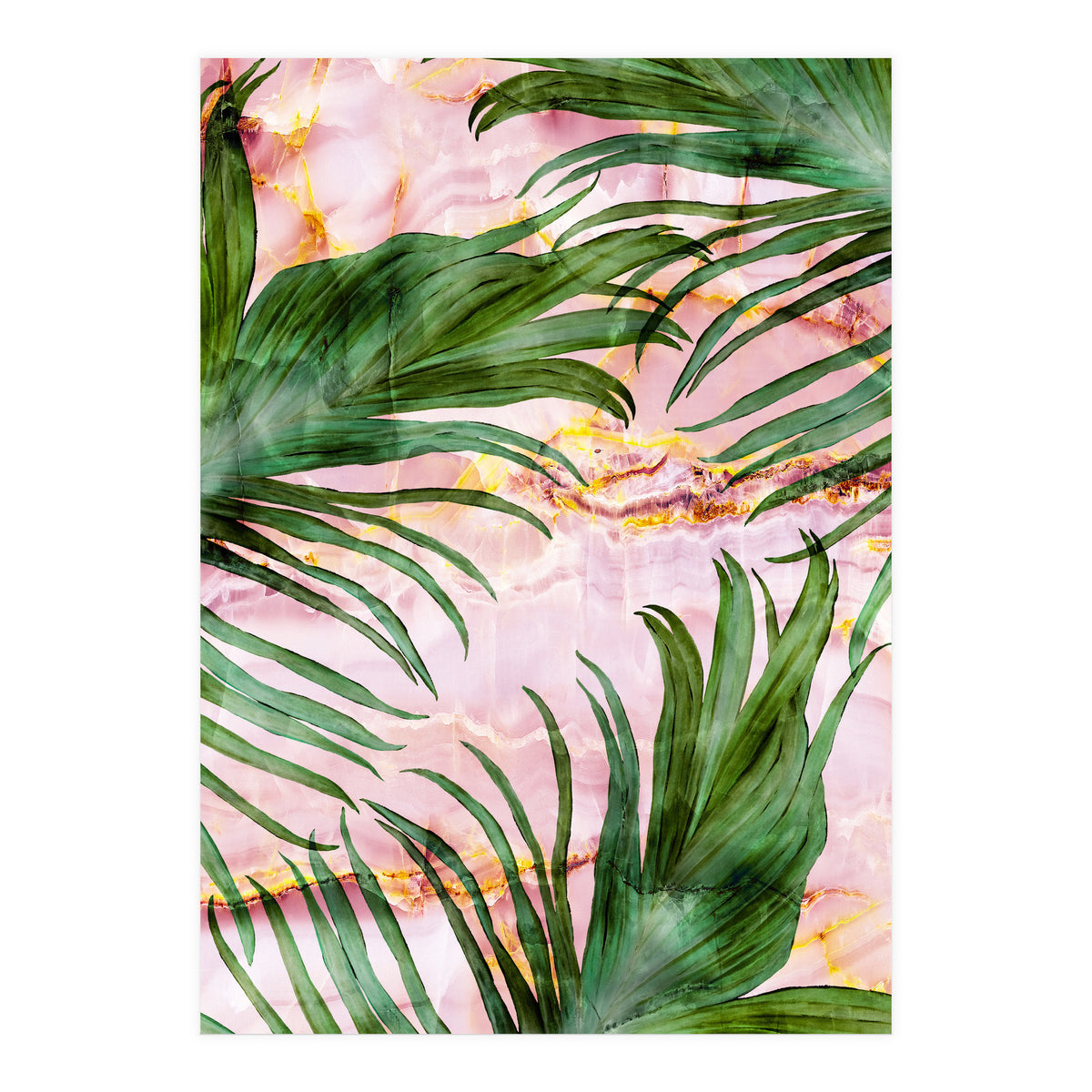 Palm leaf on marble 01 (Print Only)