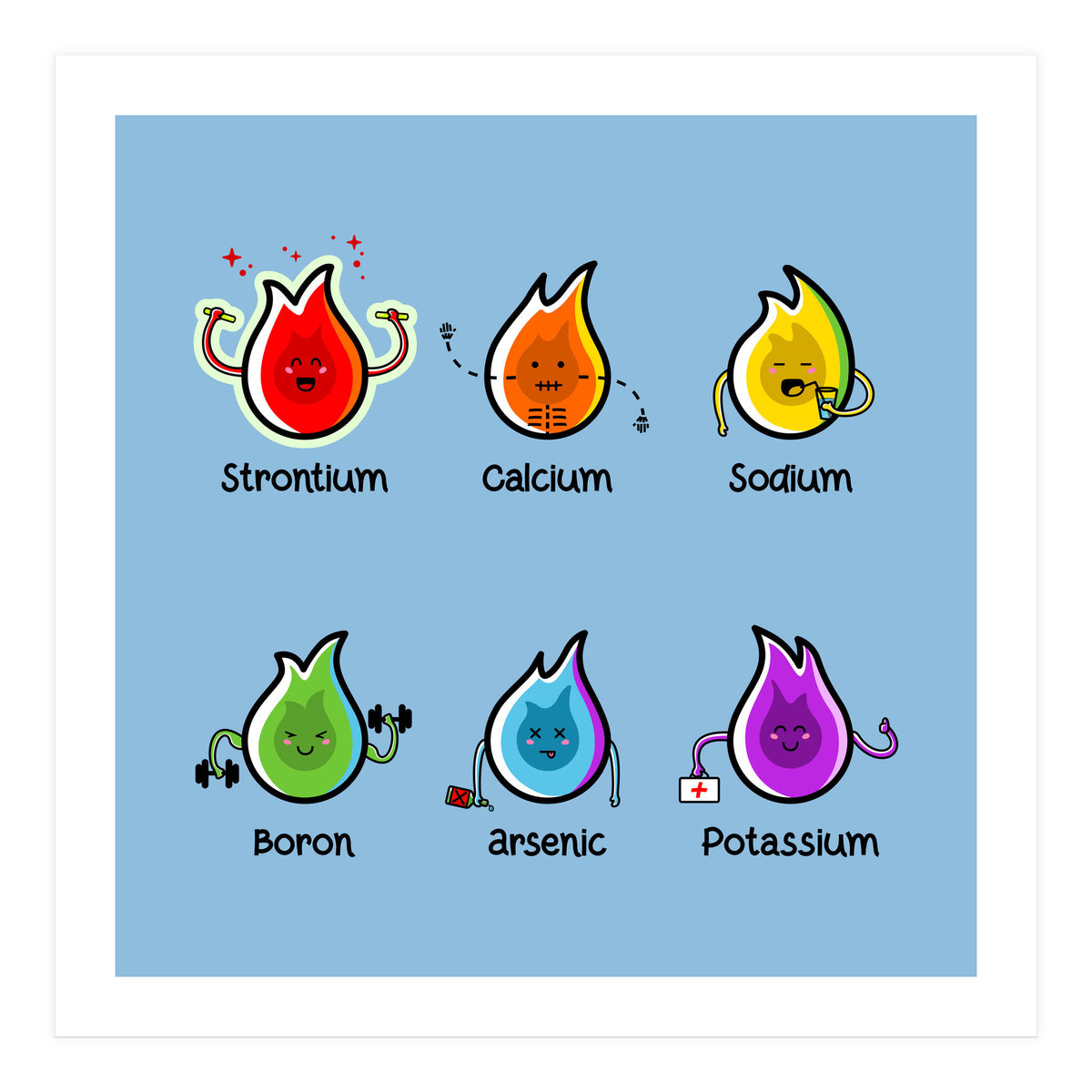 Kawaii Flaming Elements Science (Print Only)