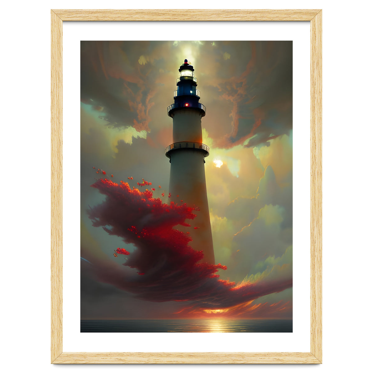 Lighthouse floating in the Sunset Clouds