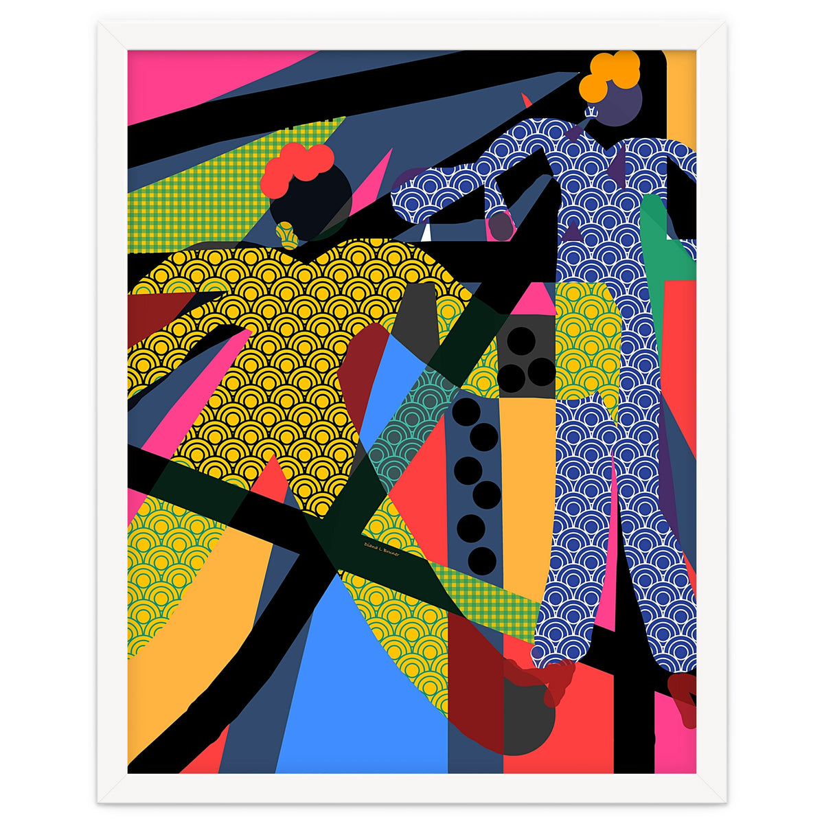 LADIES WEARING YELLOW AND BLUE PATTERNS