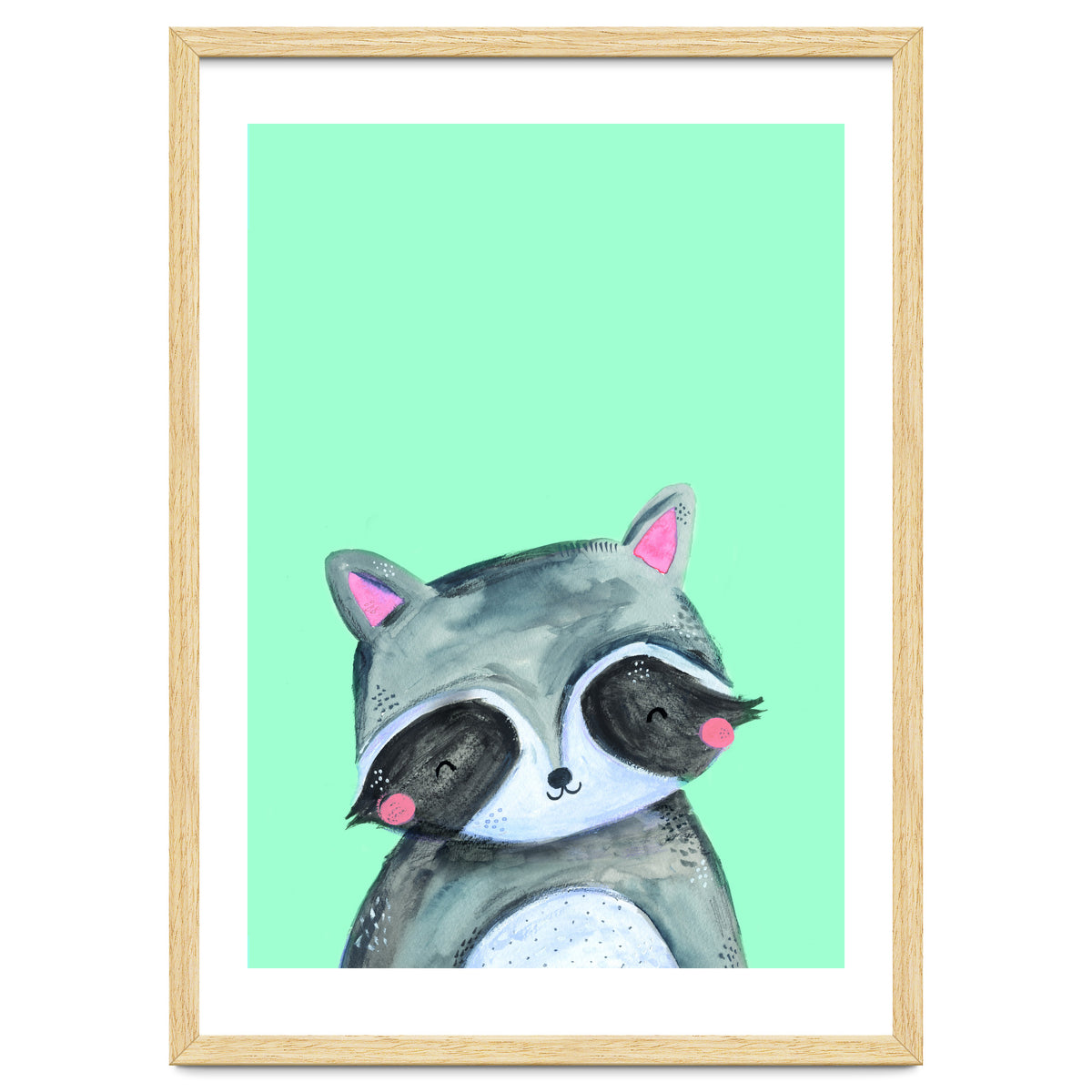 Woodland Racoon On Mint