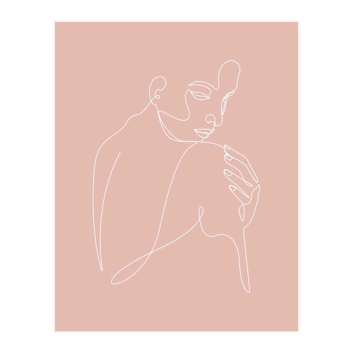 Sleep woman line pink (Print Only)