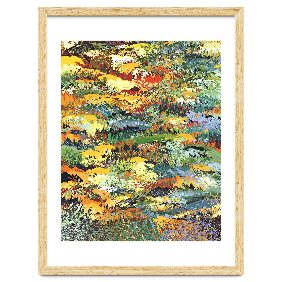 Autumn Forest, Nature Jungle Painting, Botanical Plants Abstract Illustration, Contemporary Modern Boho