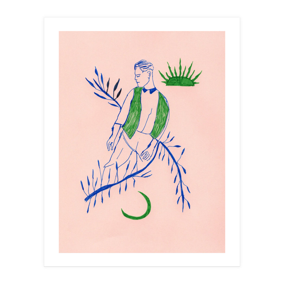 Green boy Midcentury (Print Only)