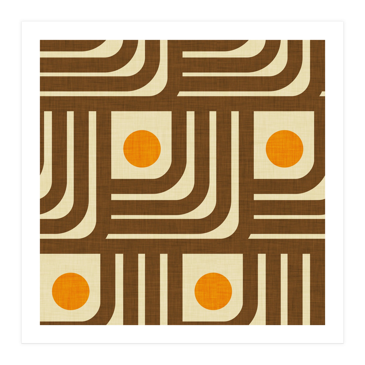 70s Curve Lines Brown Orange  (Print Only)