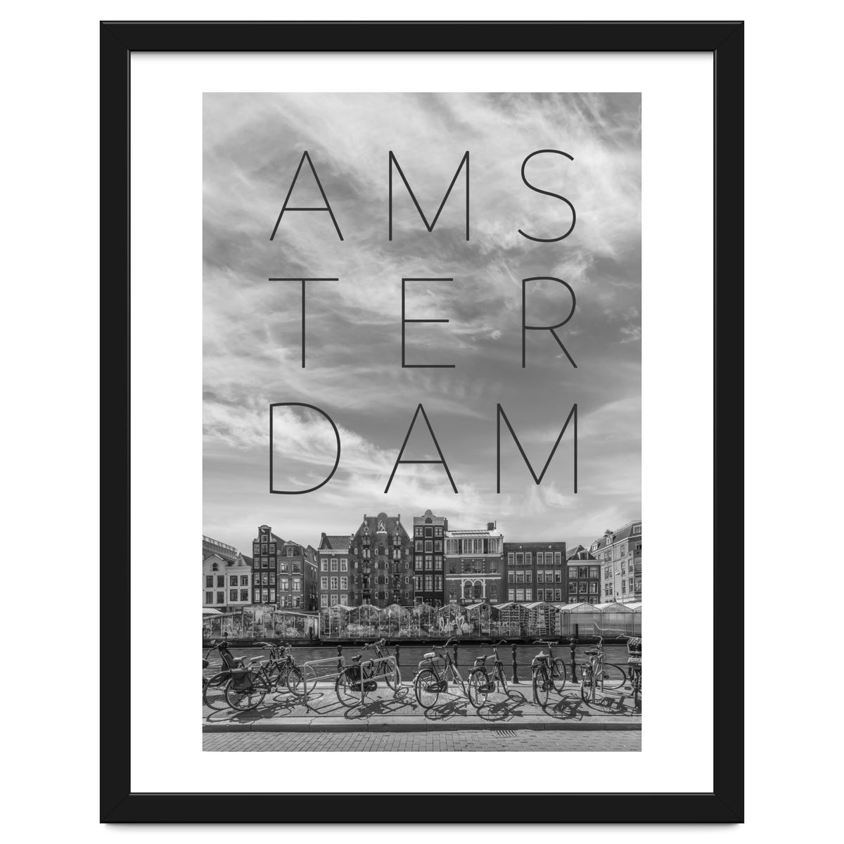 AMSTERDAM Singel Canal with Flower Market | Text & Skyline