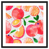 Citrus Tropical | Juicy Fruits Polka Dots | Food Orange Grapefruit Pink Watercolor Botanica thumbnail