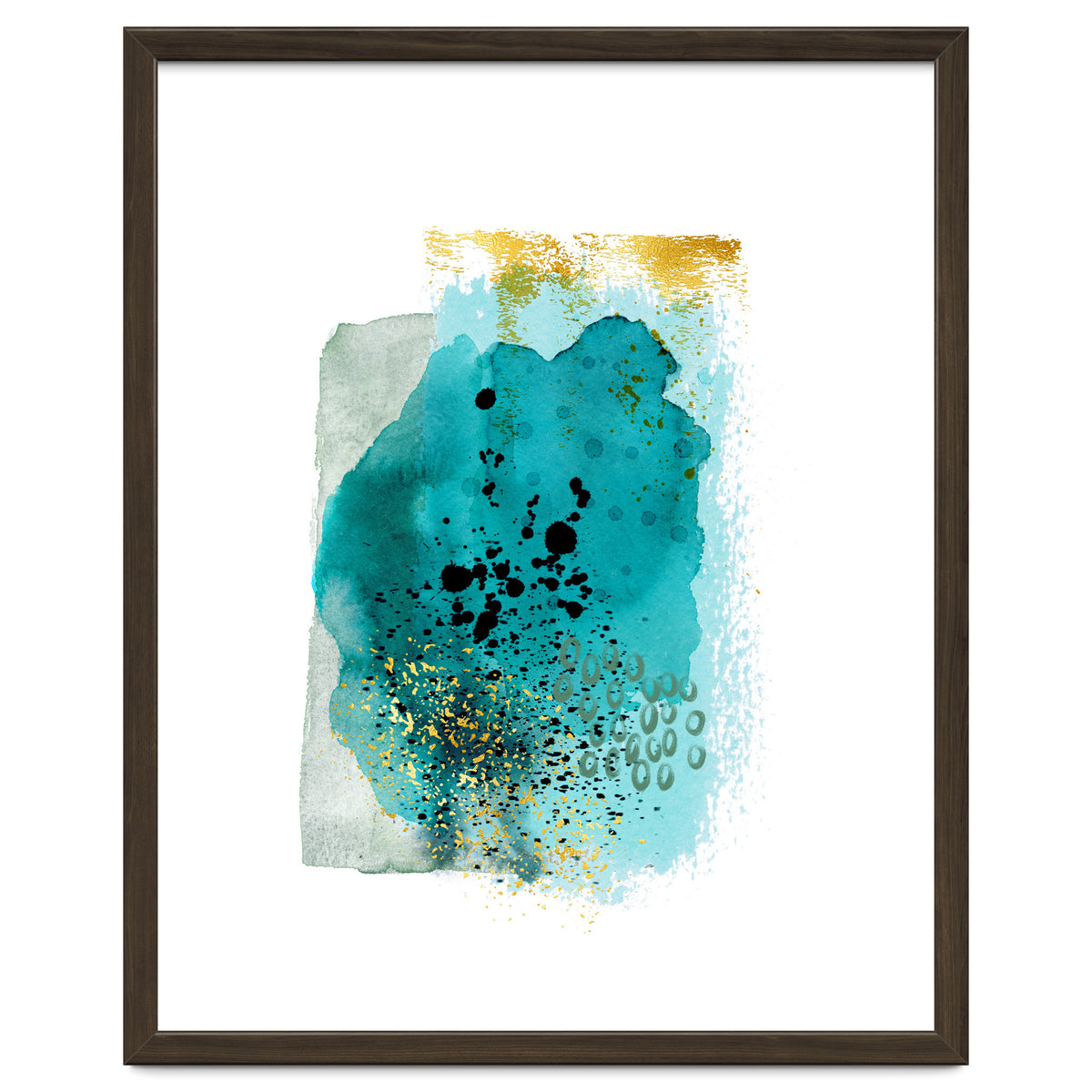 Abstract watercolour turquoise and gold