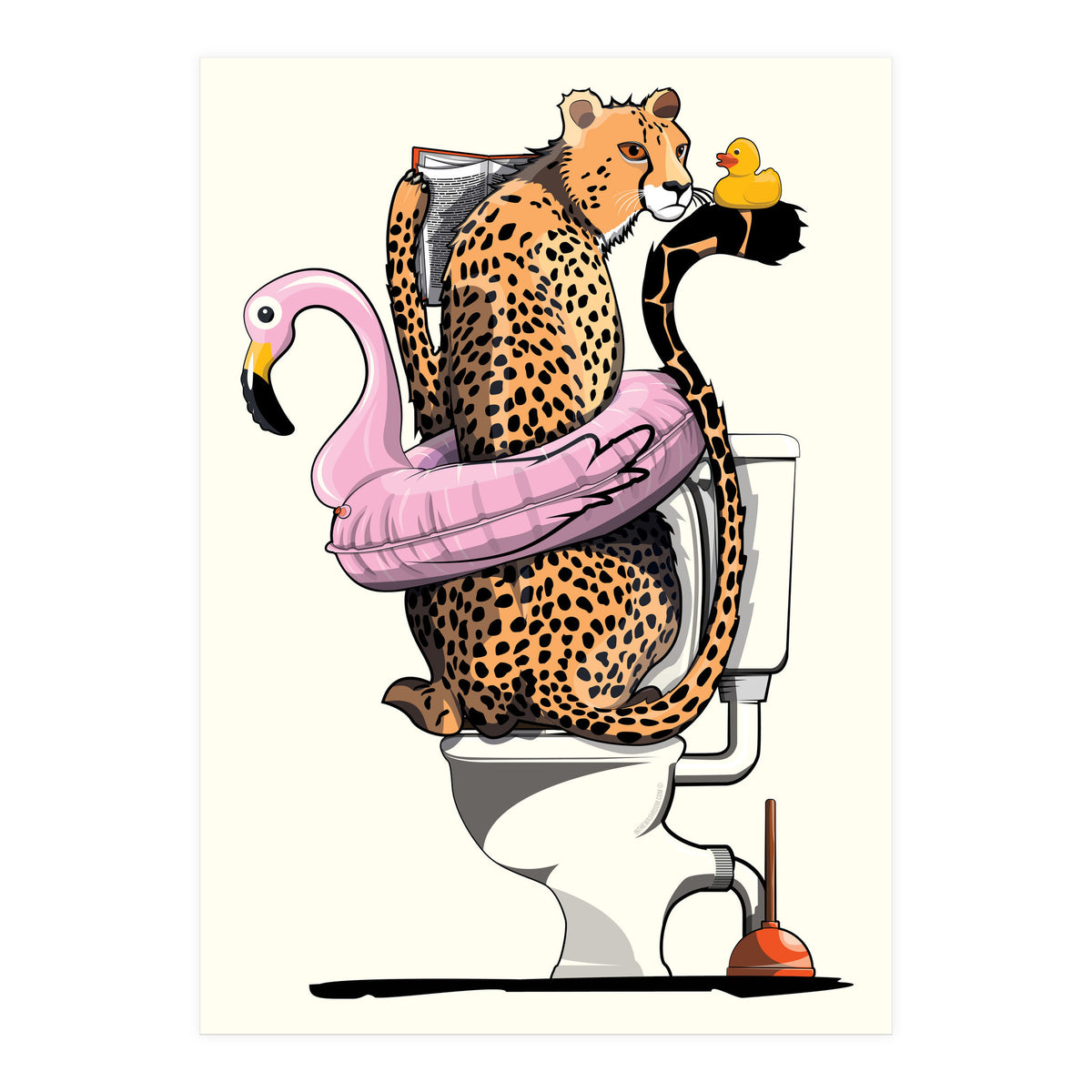 Cheetah on the Toilet, Funny Bathroom Humour (Print Only)