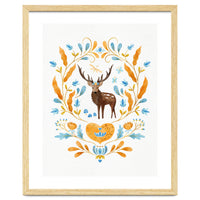 Floral Stag | Blue And Orange