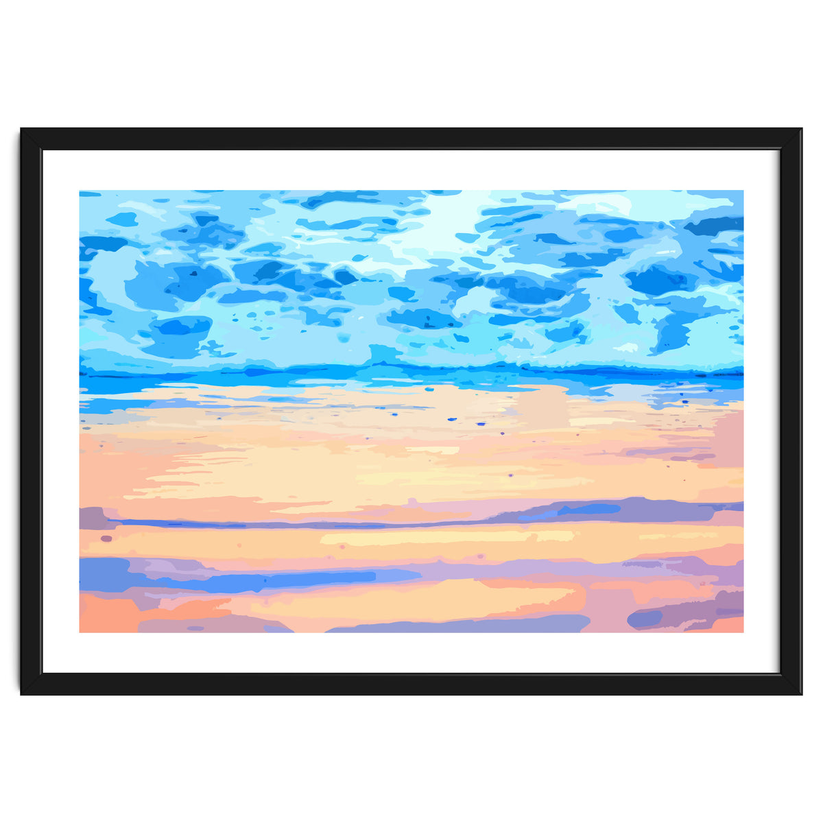 Sunset On The Shore | Beach Pastel Scenic Nature | Sea Ocean Landscape Painting