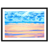 Sunset On The Shore | Beach Pastel Scenic Nature | Sea Ocean Landscape Painting