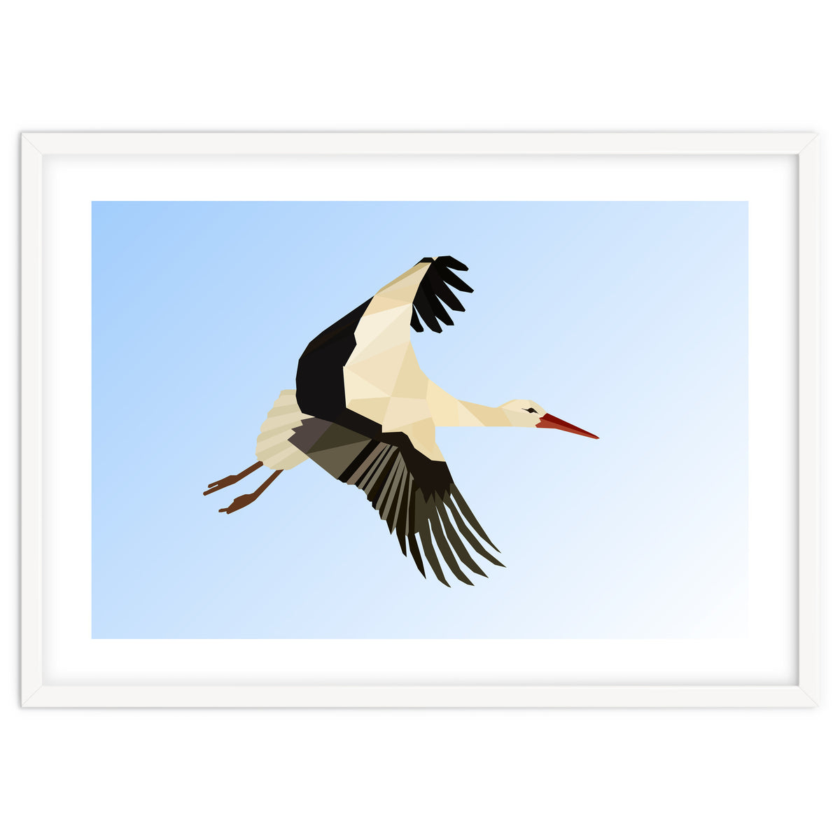 White Stork Bird Low Poly Art