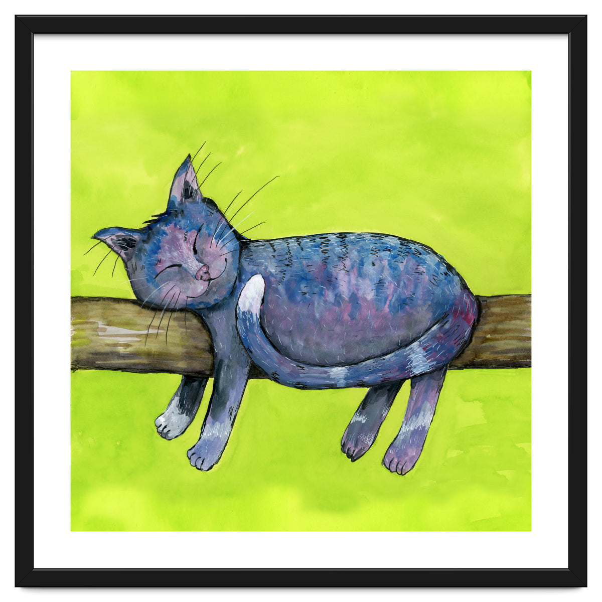 Sleeping cat in purpe