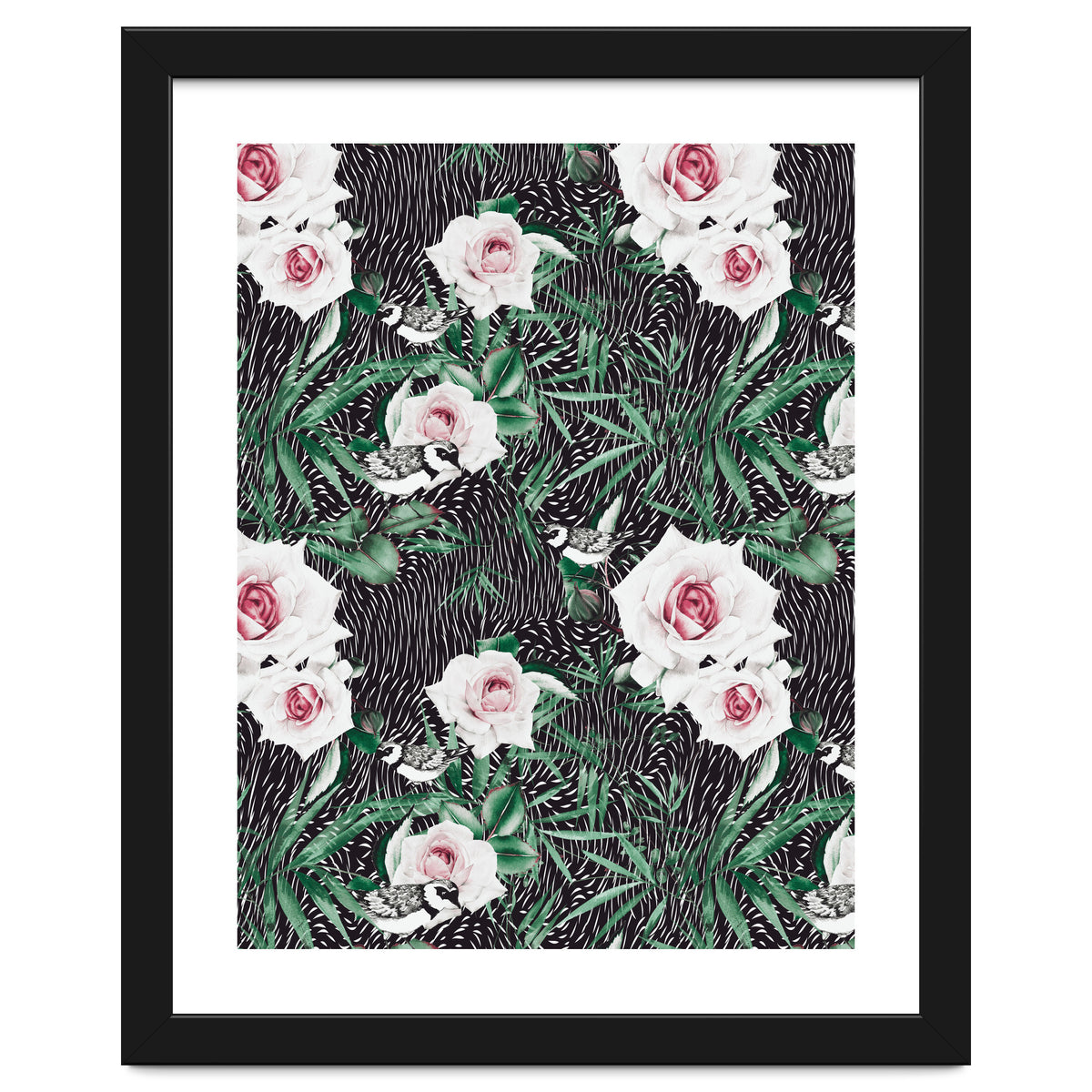 Dark flowery abstract of birds